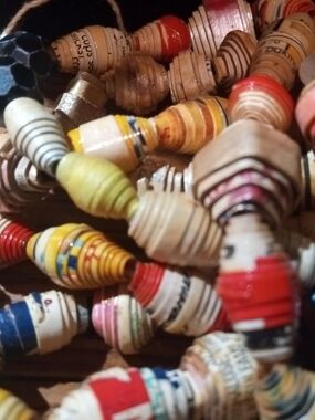 African Handmade Paper Bead Necklace - Multi Color